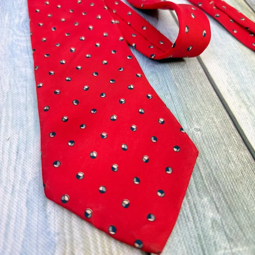 Christian Dior Red White Blue Mens Necktie Floral Silk Made in Italy USA Vintage